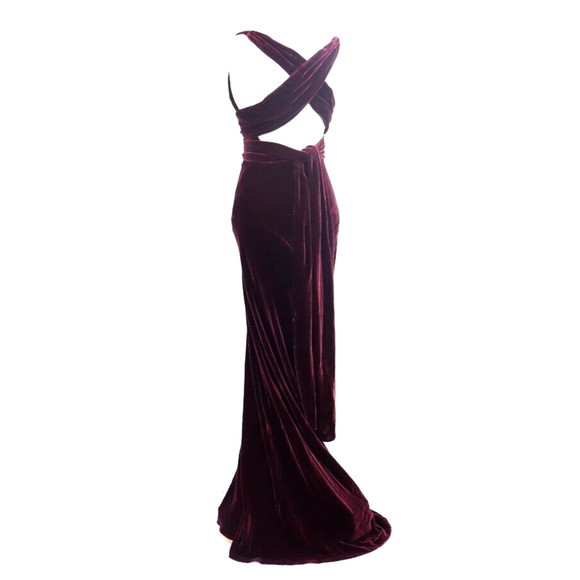 Ralph Lauren Double RRL Runway Burgandy Velvet Long Gown Dress US 2 - Picture 11 of 16